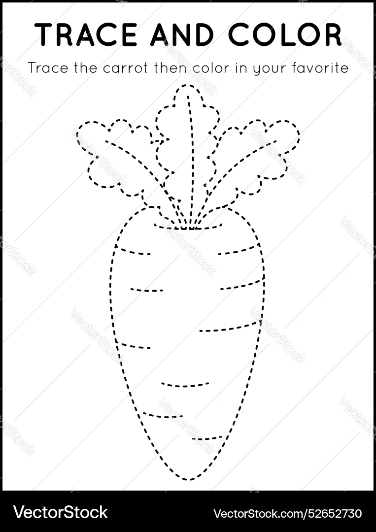 Trace And Color Carrot Worksheet Tracing Line Royalty Free 