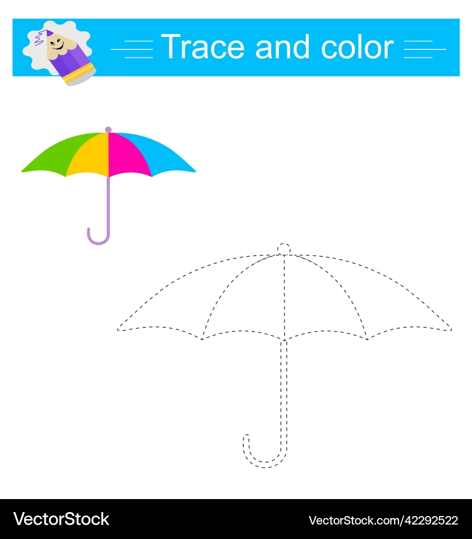 Trace And Color For Kids Umbrella Royalty Free Vector VectorStock Trace And Color For Kids Umbrella Royalty Free Vector VectorStock