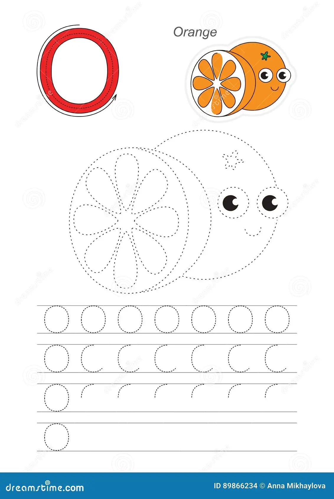 Trace Game For Letter O Orange Stock Vector Illustration Of 