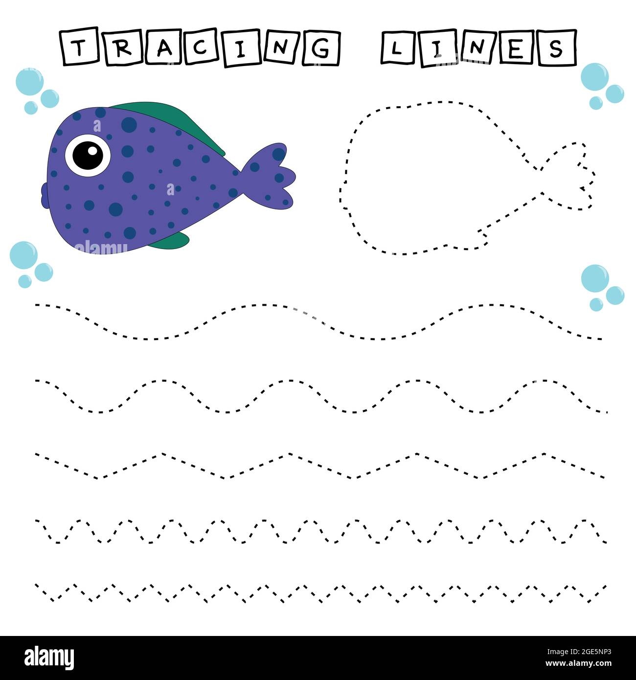 Trace Line Worksheet With Fishes For Kids Practicing Fine Motor 