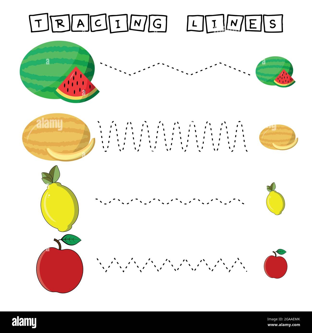 Trace Line Worksheet With Fruites For Kids Practicing Fine Motor Trace Line Worksheet With Fruites For Kids Practicing Fine Motor