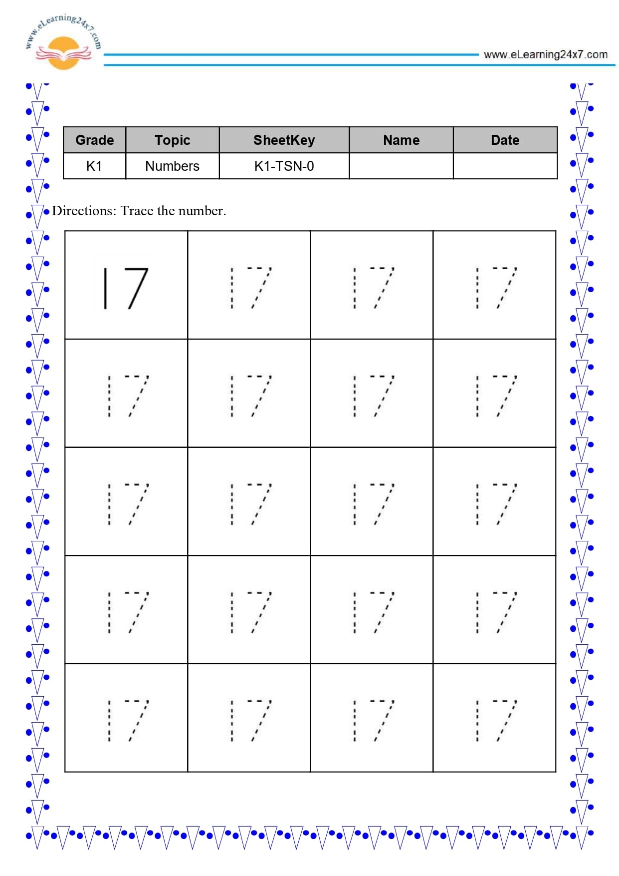 Number 17 Tracing