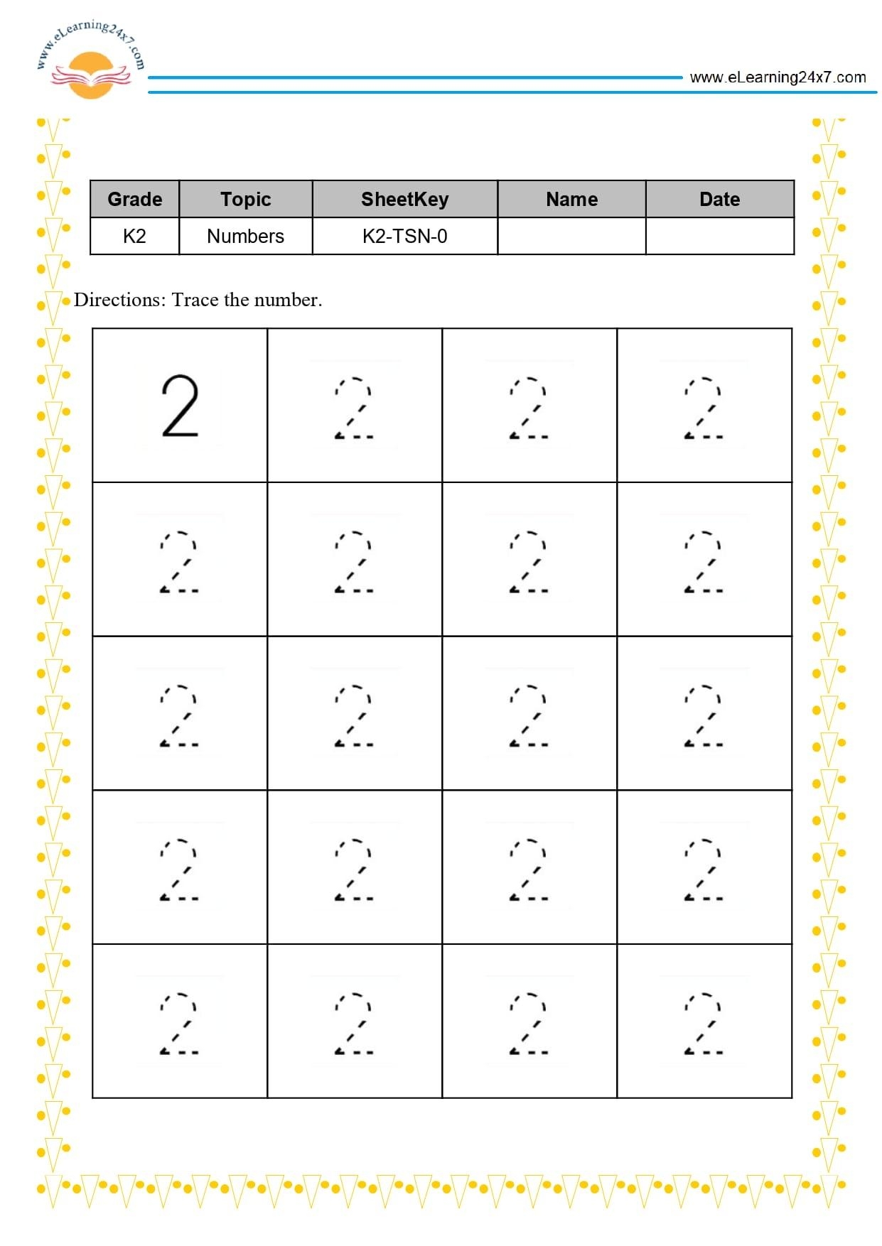 Tracing Number 2 Pdf