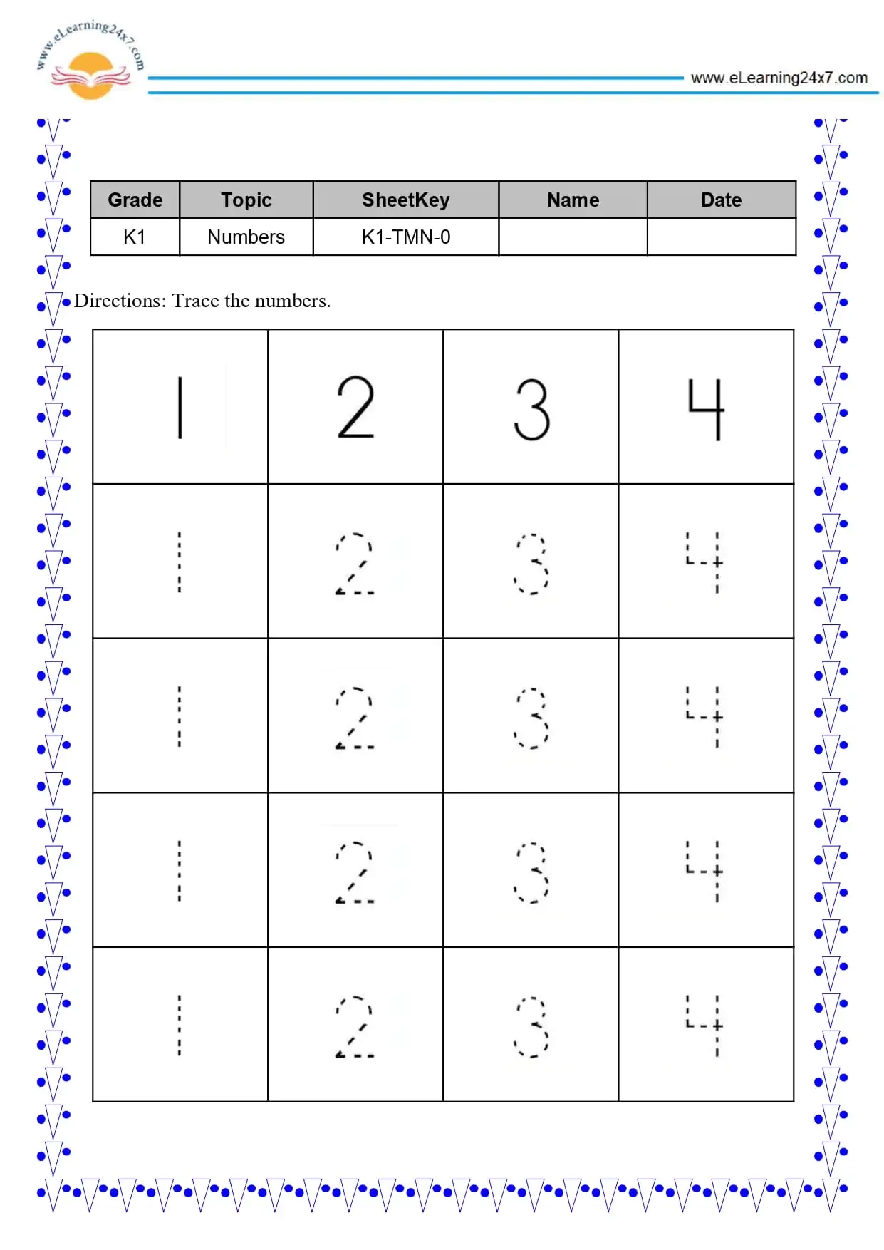 Trace Numbers 1 2 3 4 Https eLearning24x7