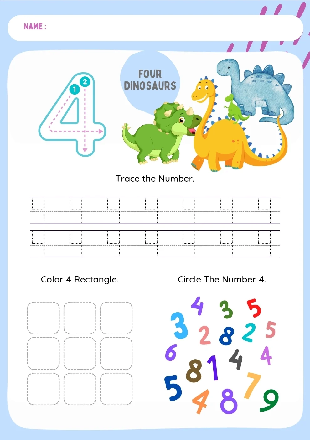Dinosaur Number Tracing