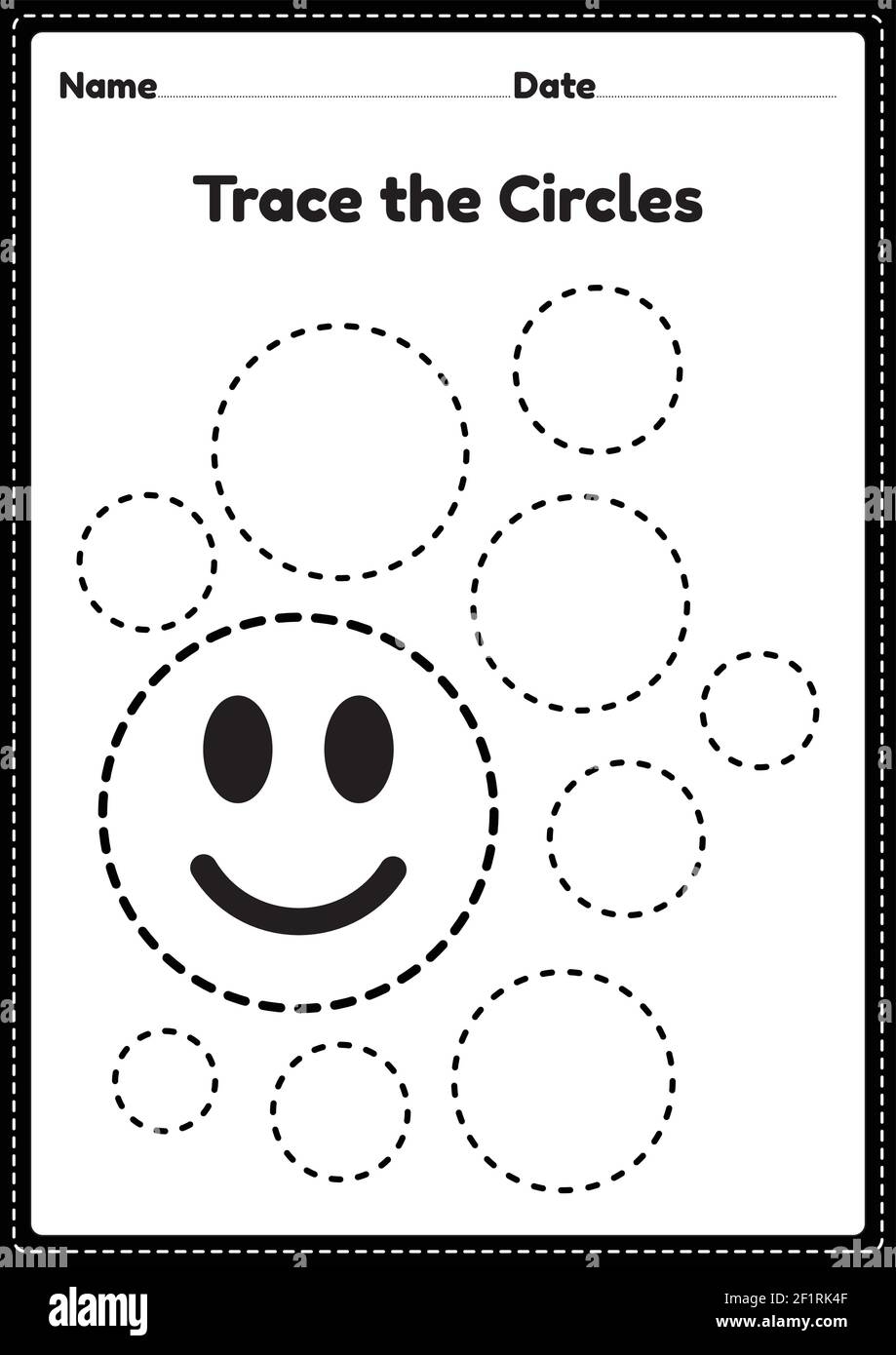 Trace The Circle Worksheet For Kindergarten And Preschoolers Kids 