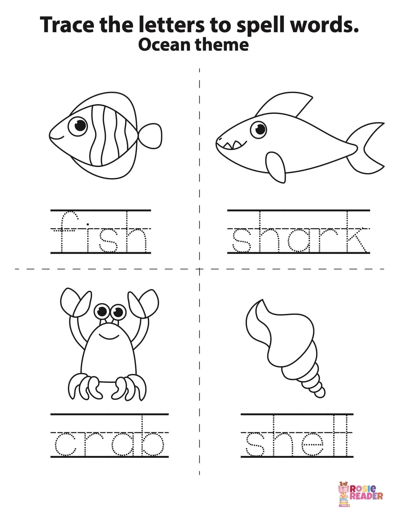 Trace The Letters Ocean Theme Reading Adventures For Kids Ages 3 