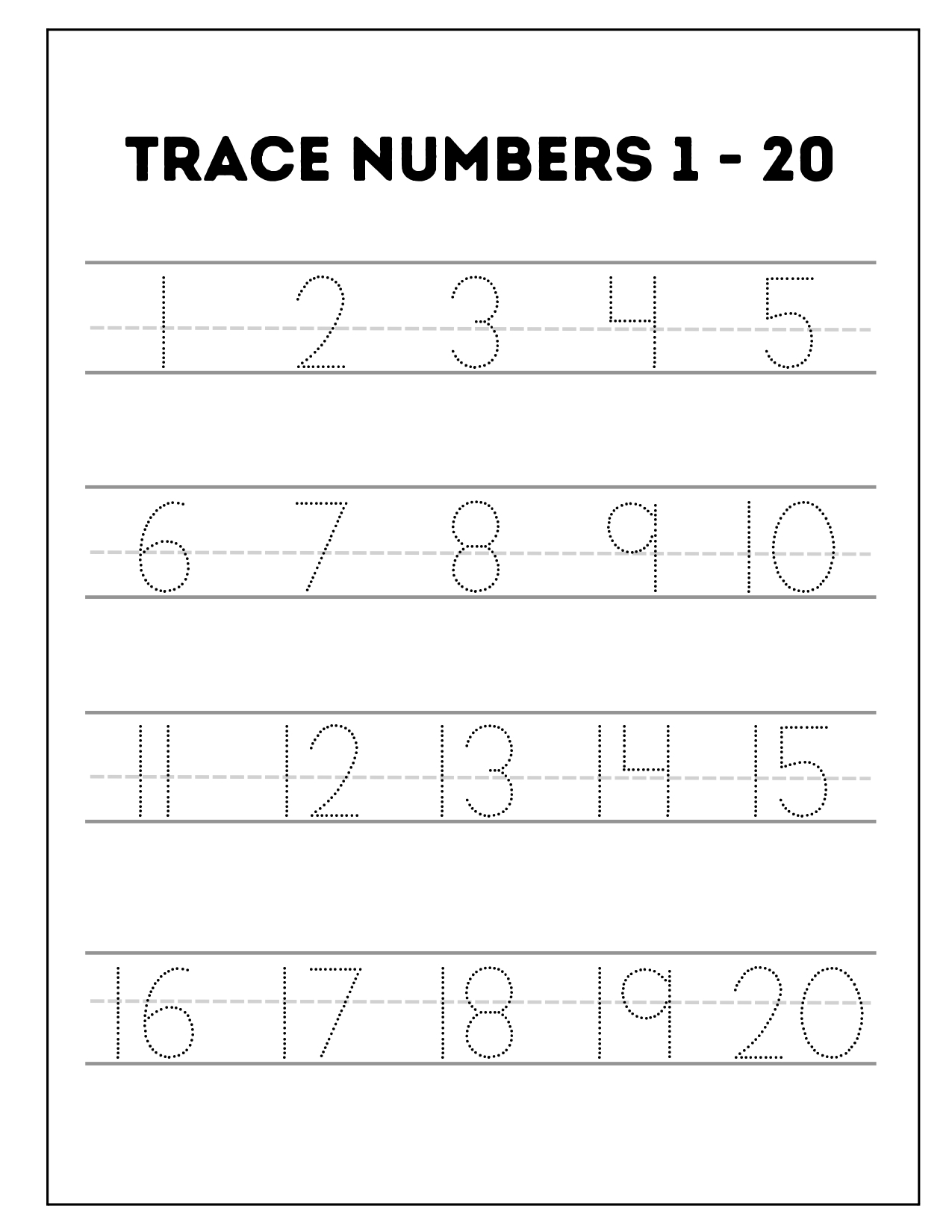 1-20 Number Tracing