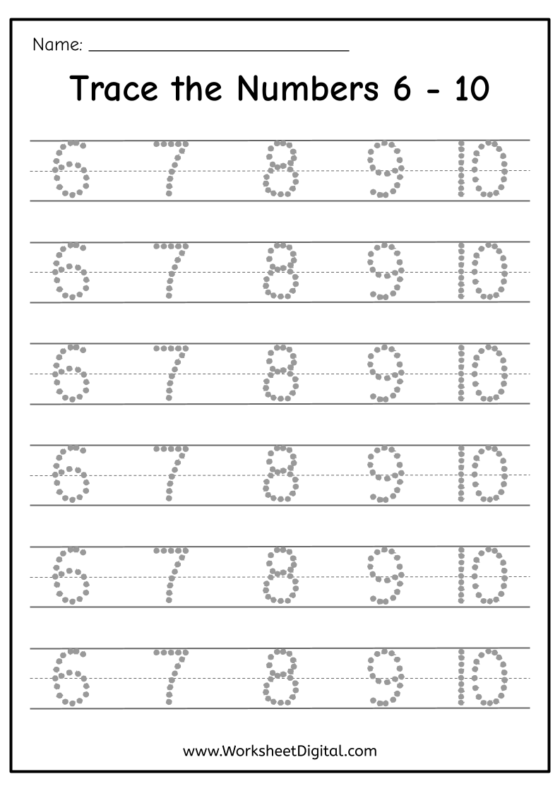Trace The Numbers 6 10 Worksheet Digital 1 Teacher Made 