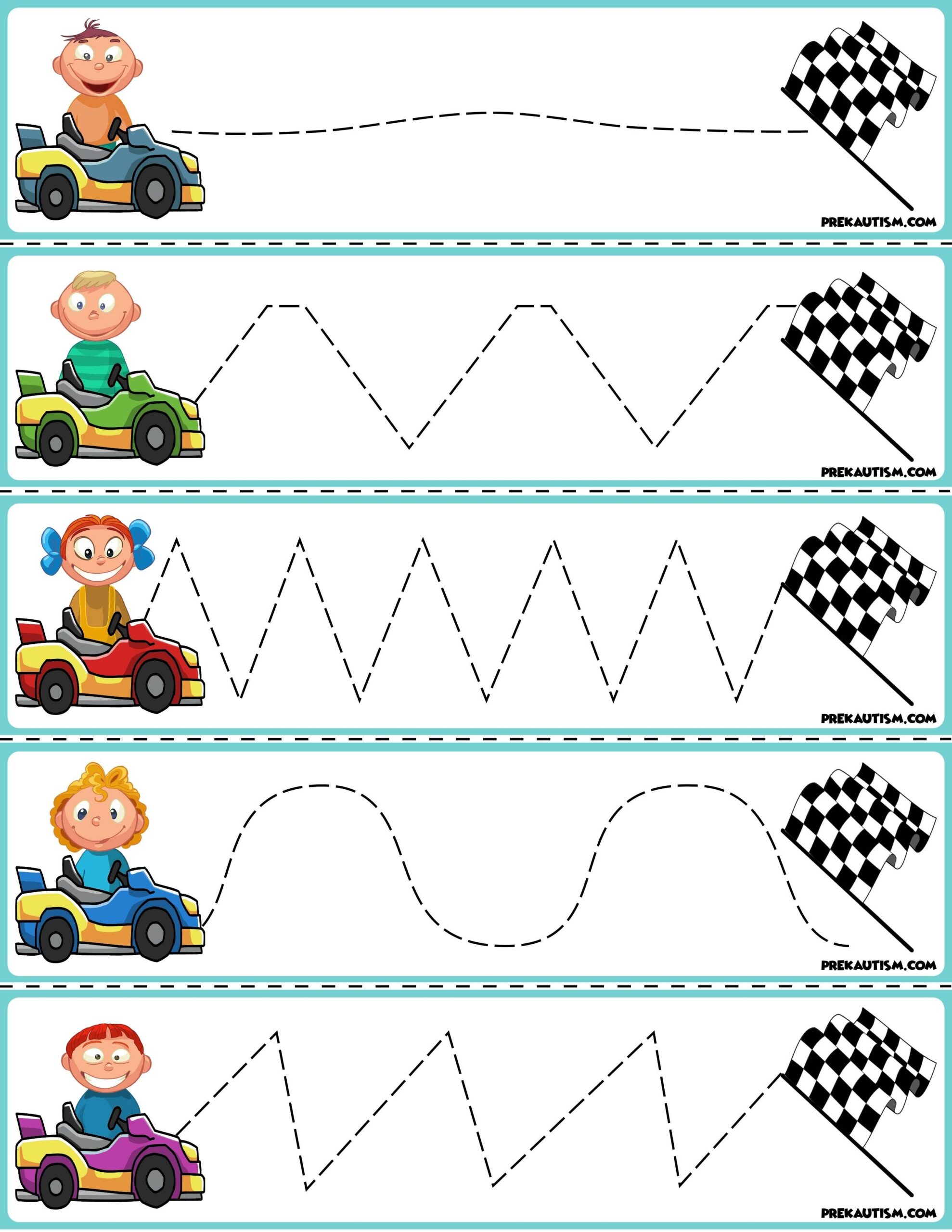 Car Tracing Worksheets