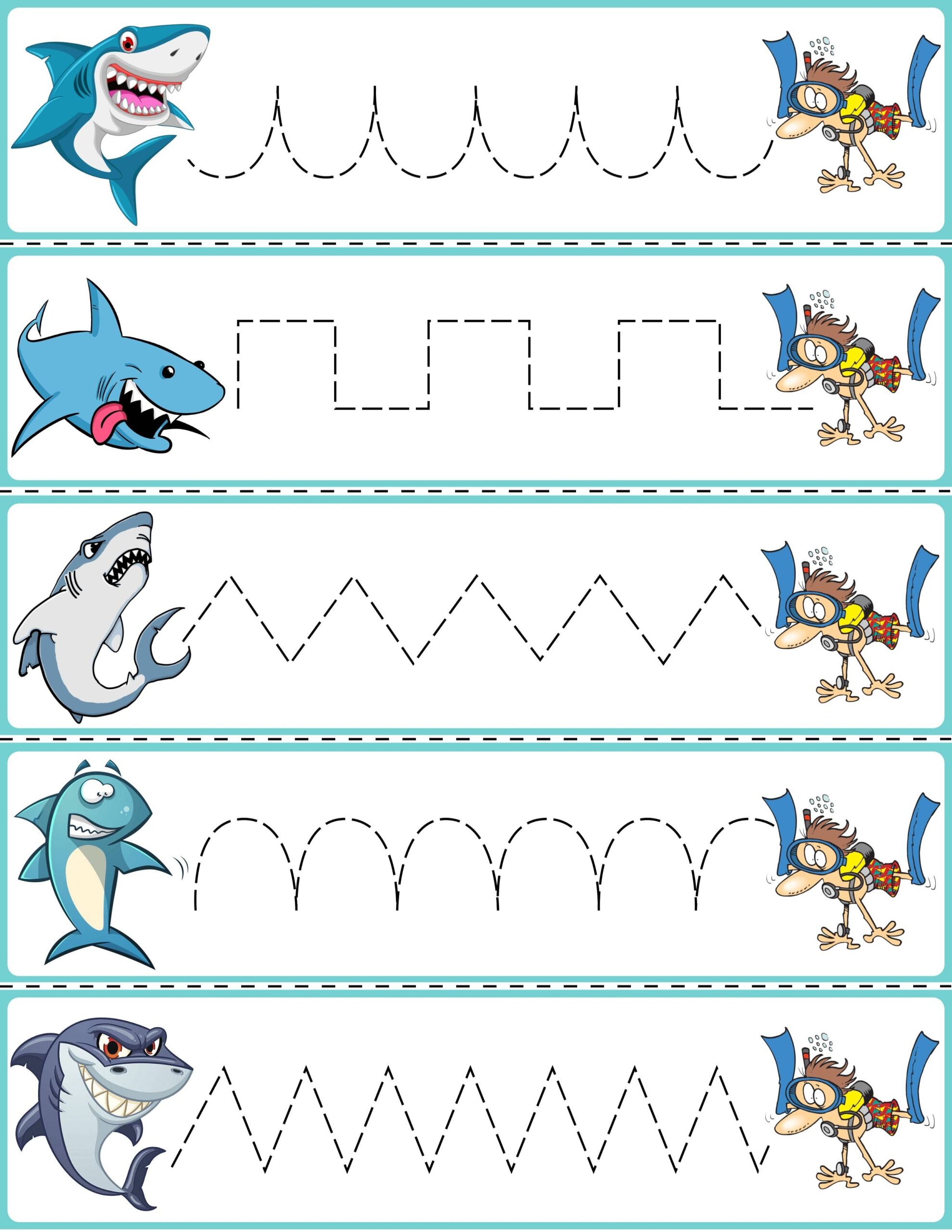 Trace The Pattern Sharks amp Swimmers By PreKautism TPT