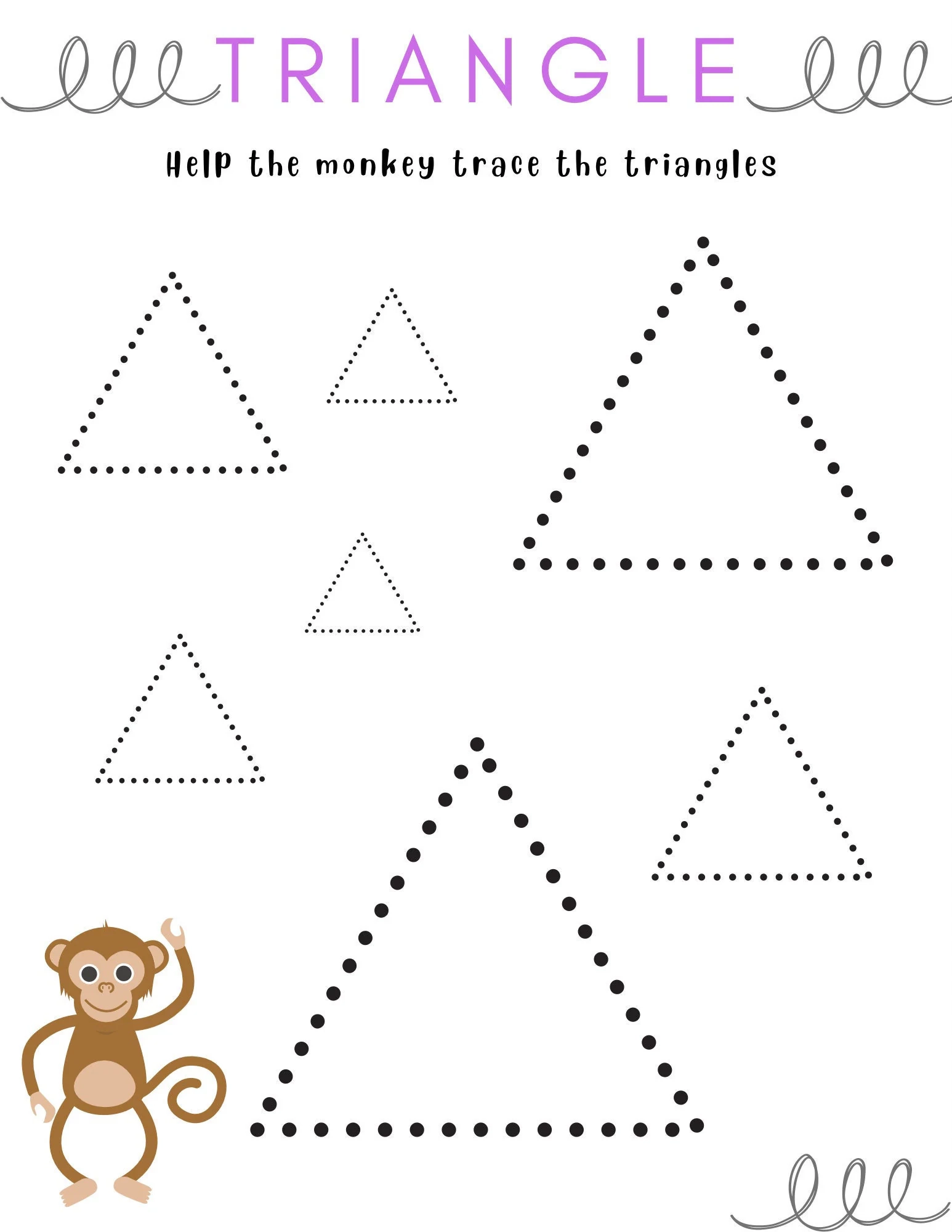 Trace The Triangles Worksheet Etsy Australia