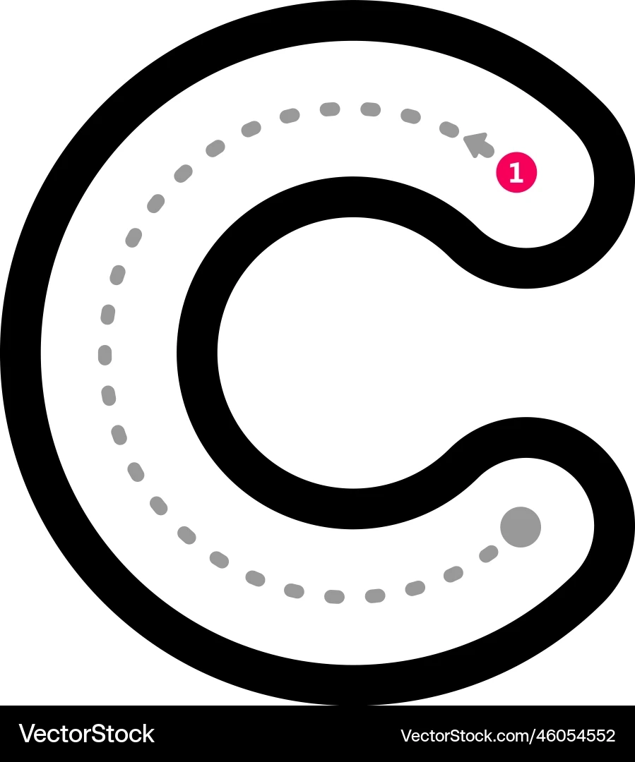 Tracing Alphabet Letter C Lowercase Prewriting Royalty Free 