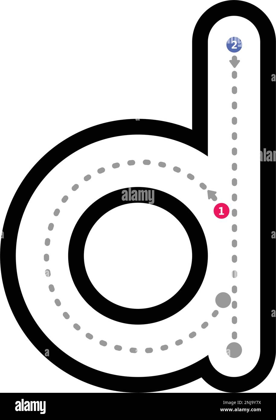 Tracing Alphabet Letter D Lowercase Prewriting Dotted Line Element 