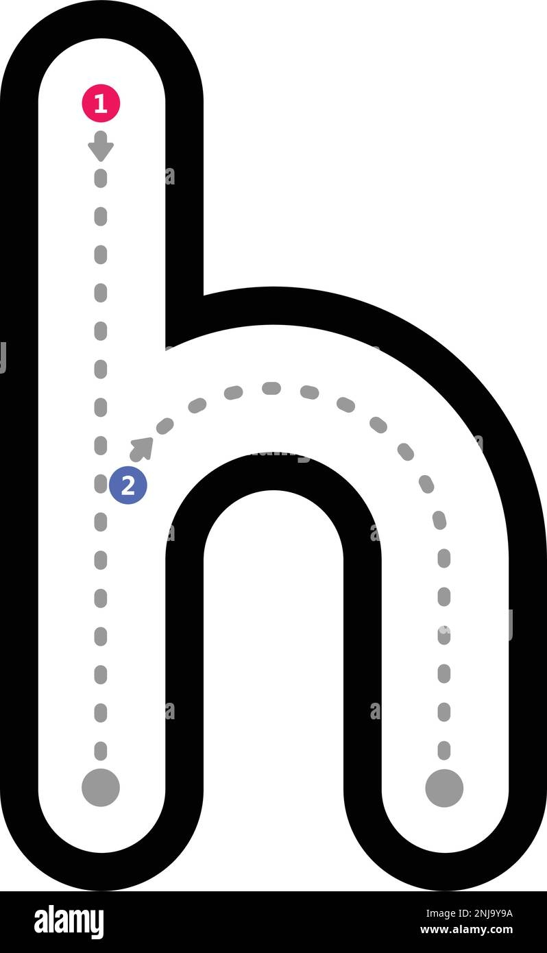 Tracing Alphabet Letter H Lowercase Prewriting Dotted Line Element 