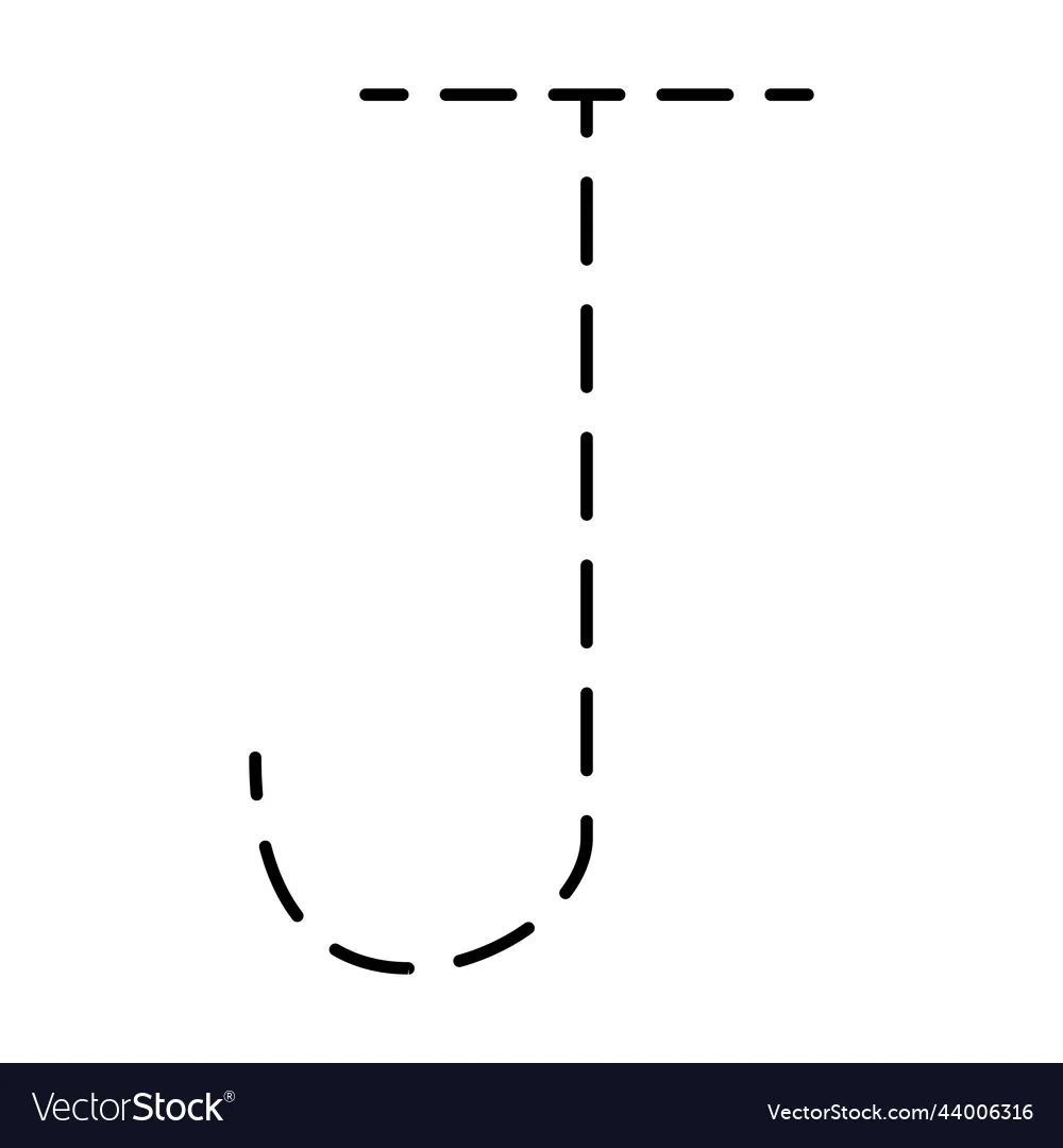 Tracing Alphabet Letter J Prewriting Dotted Line Royalty Free 
