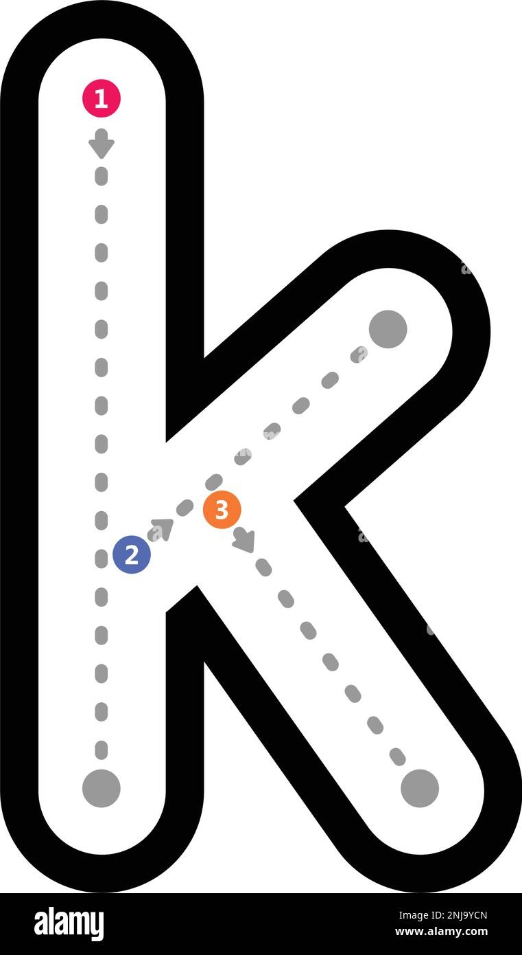 Tracing Alphabet Letter K Lowercase Prewriting Dotted Line Element 