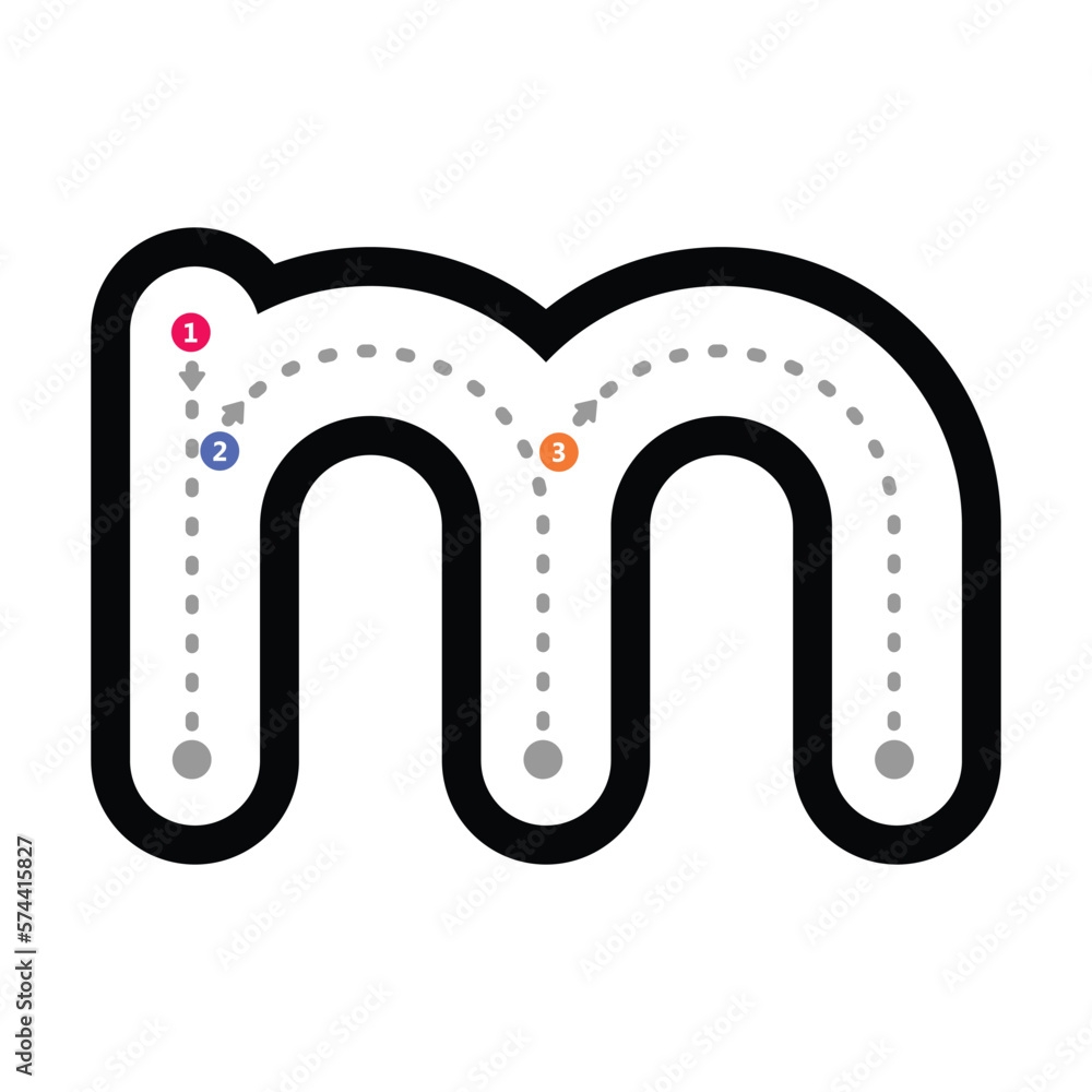 Tracing Alphabet Letter M Lowercase Prewriting Dotted Line Element 