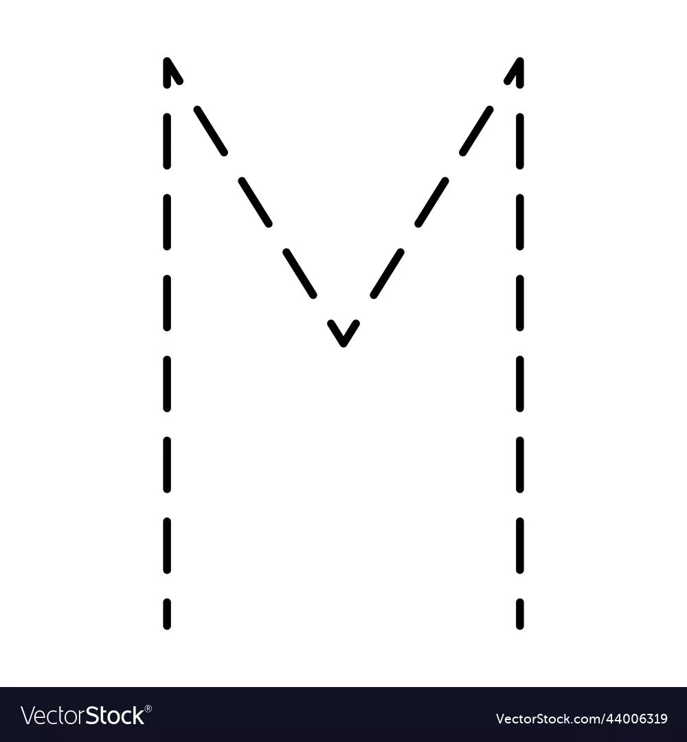Tracing Alphabet Letter M Prewriting Dotted Line Royalty Free 