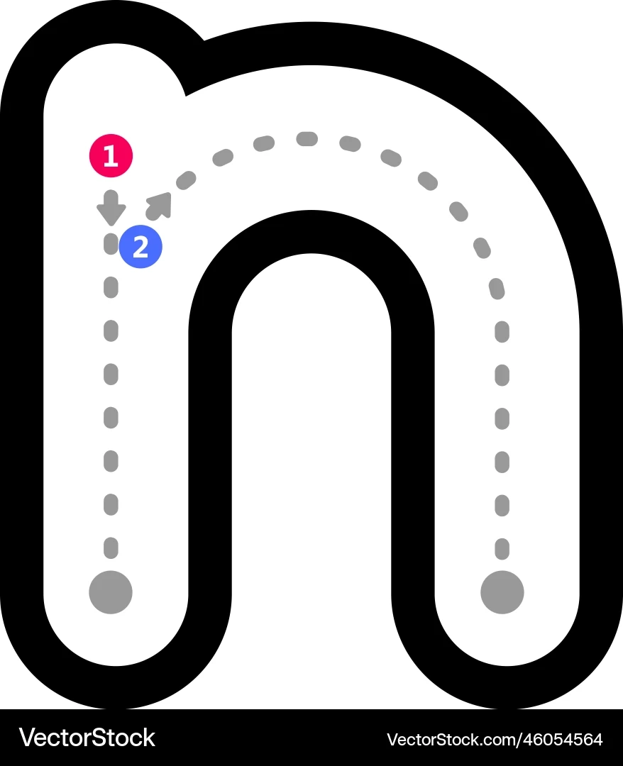 Tracing Alphabet Letter N Lowercase Prewriting Royalty Free 