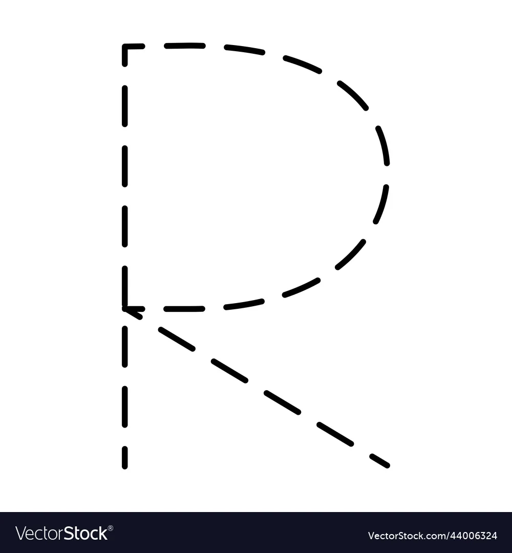 Tracing Alphabet Letter R Prewriting Dotted Line Royalty Free 