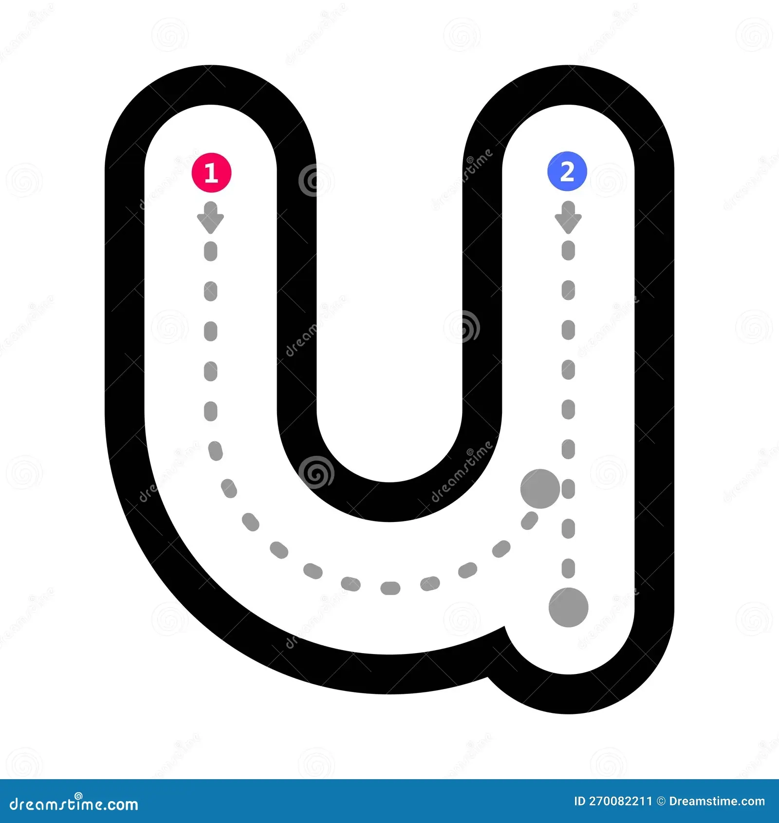 Tracing Alphabet Letter U Lowercase Prewriting Dotted Line Element 
