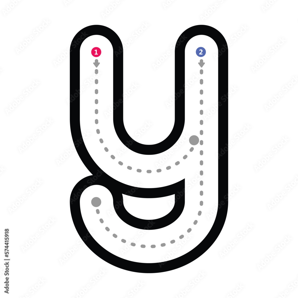 Tracing Alphabet Letter Y Lowercase Prewriting Dotted Line Element 
