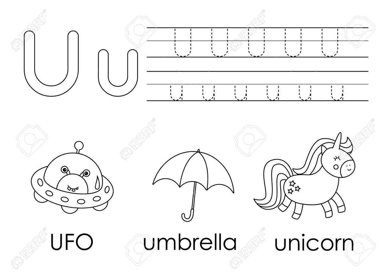 Tracing Alphabet Letters For Kids Learning Letter U Black And Tracing Alphabet Letters For Kids Learning Letter U Black And
