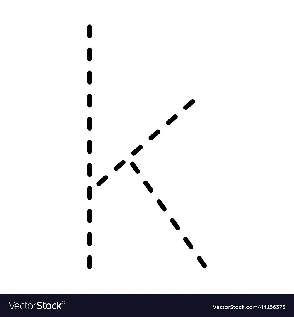 Tracing Alphabet Lowercase Small Letter K Royalty Free Vector 