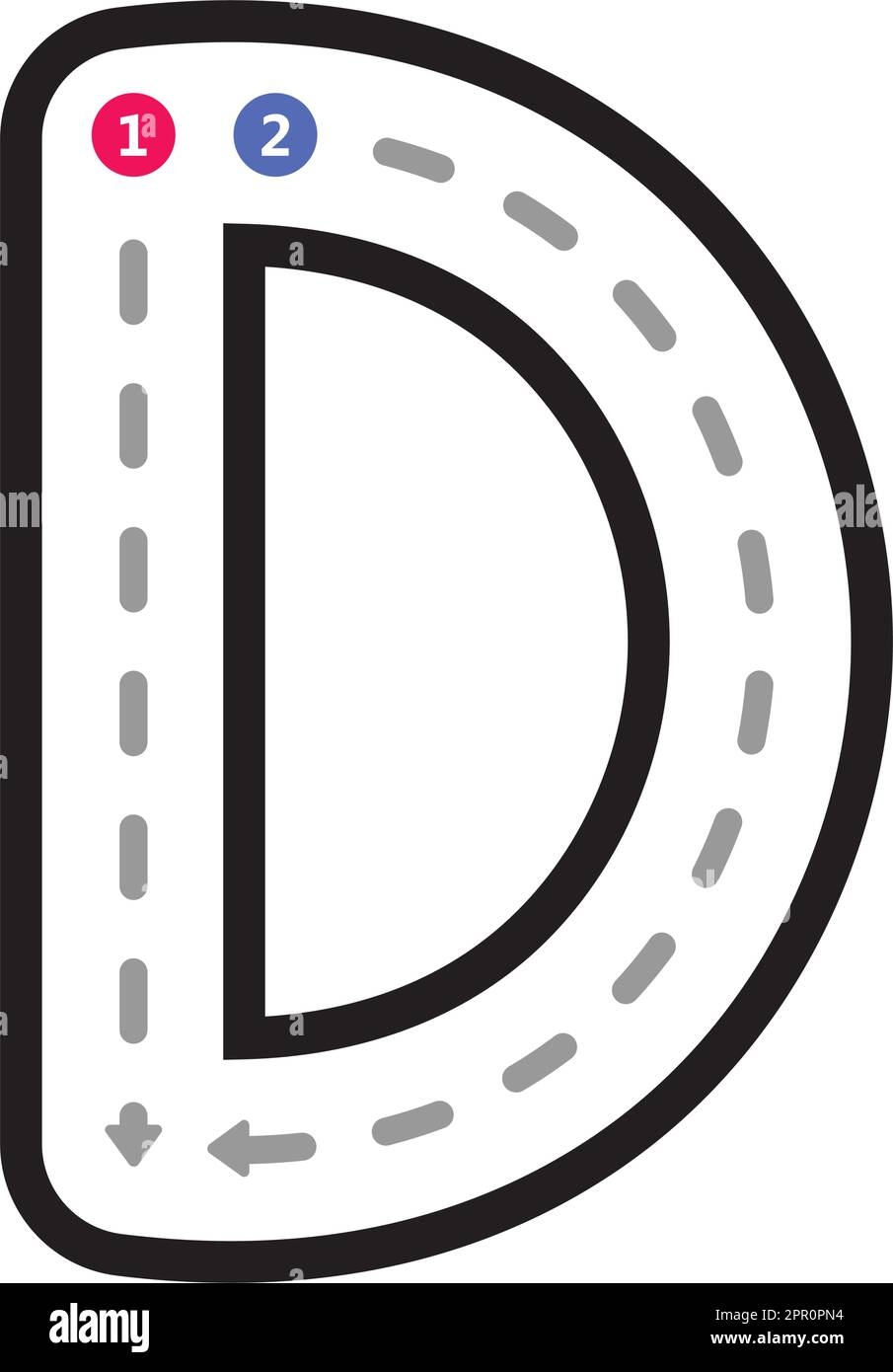 Tracing Alphabet Uppercase Capital Letter D Prewriting Dotted Line 