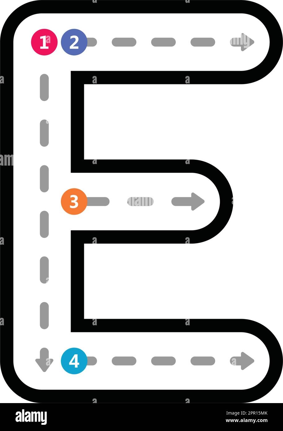 Tracing Alphabet Uppercase Capital Letter E Prewriting Dotted Line 