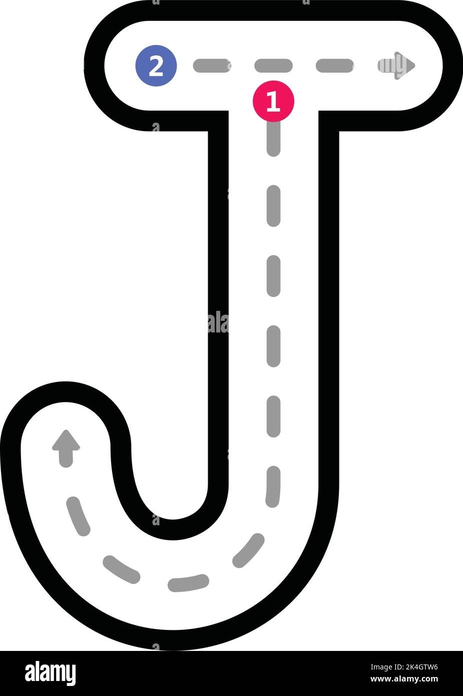 Tracing Alphabet Uppercase Capital Letter J Prewriting Dotted Line 