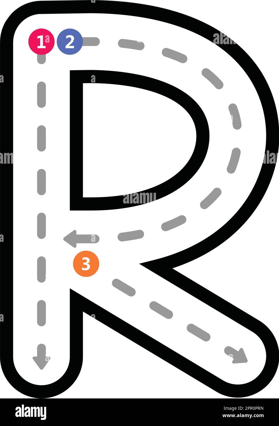 Tracing Alphabet Uppercase Capital Letter R Prewriting Dotted Line 