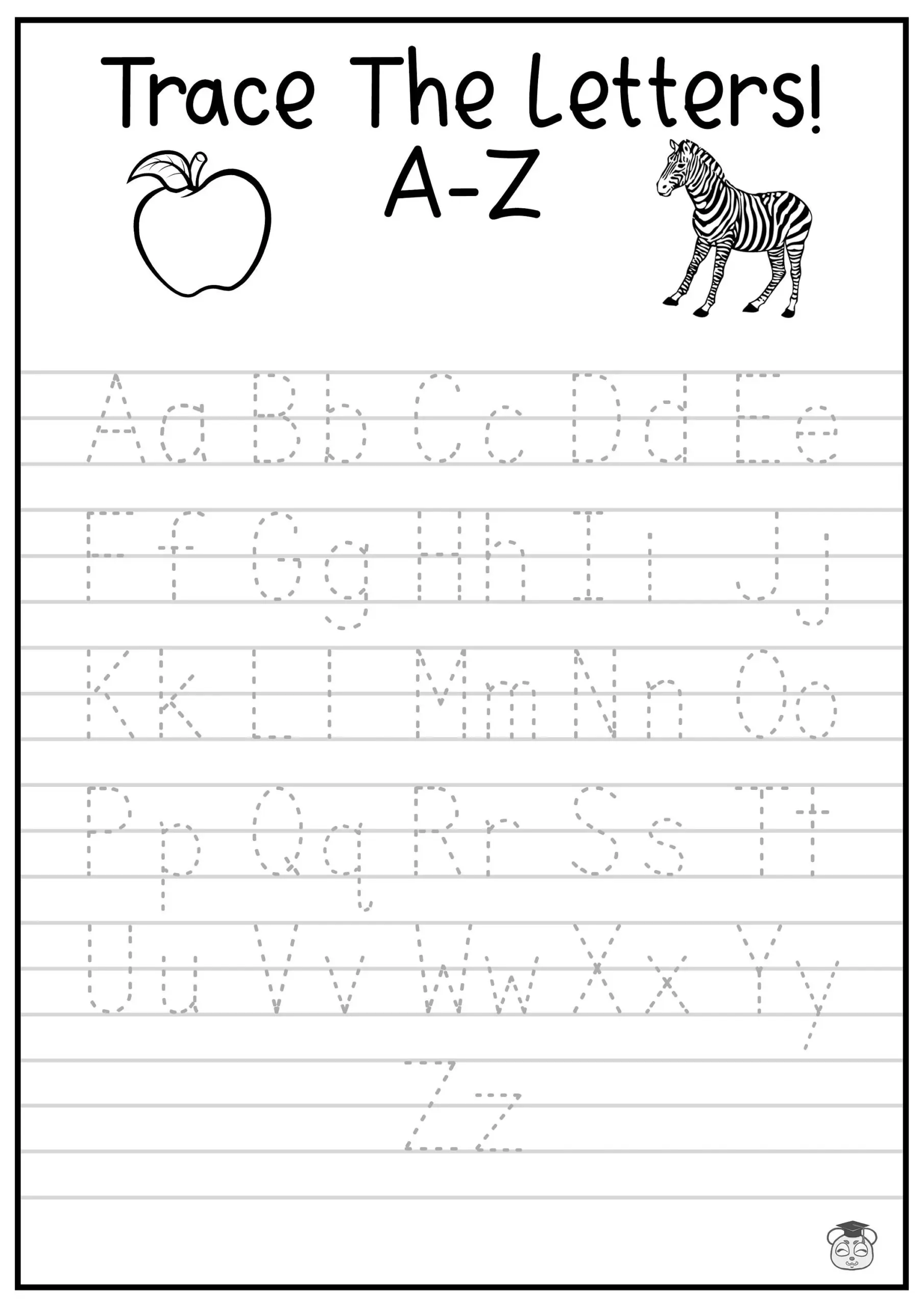 Tracing Free Abc A z Alphabet Letter Tracing Worksheet Graphic By 