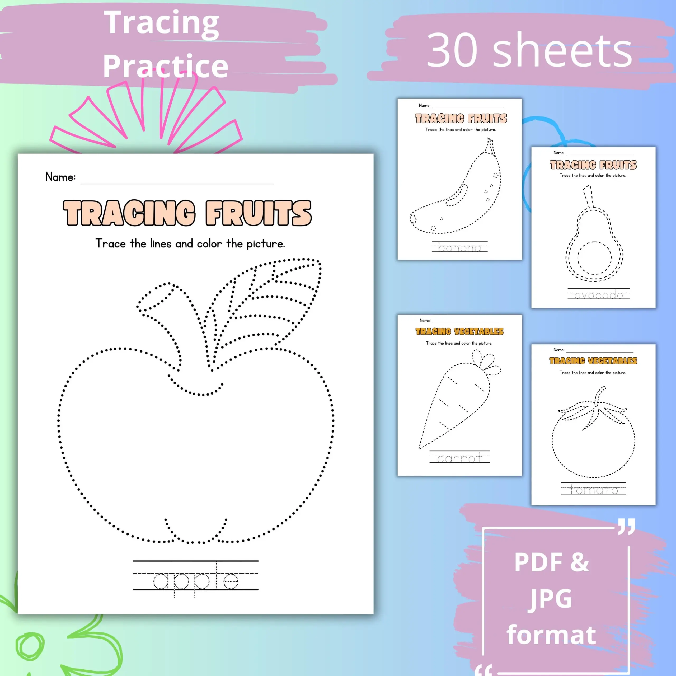 Fruit Tracing Worksheet Fruit Tracing Worksheet