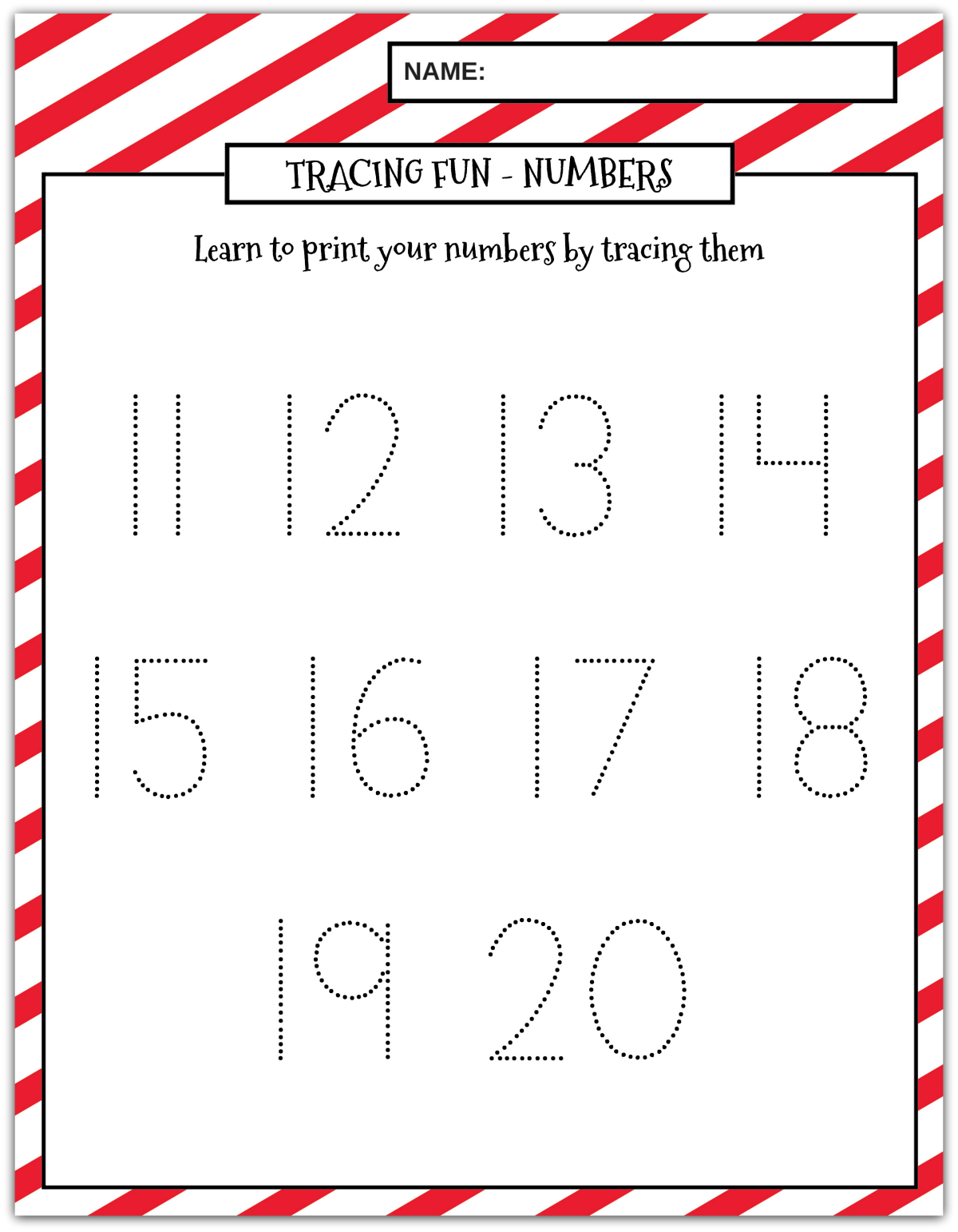 Number Tracing 11-20