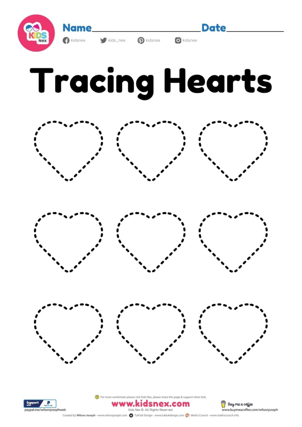 Free Heart Tracing Worksheet