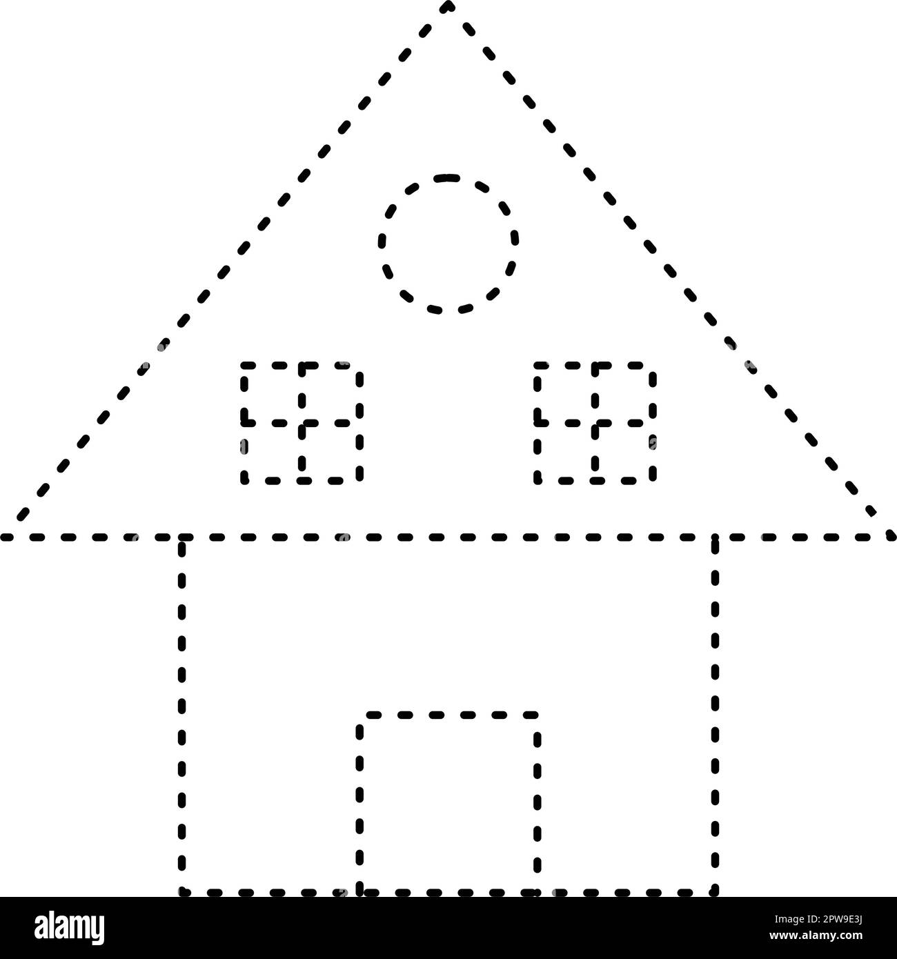 Tracing House Dotted Lines Shape For Preschool And Kindergarten 