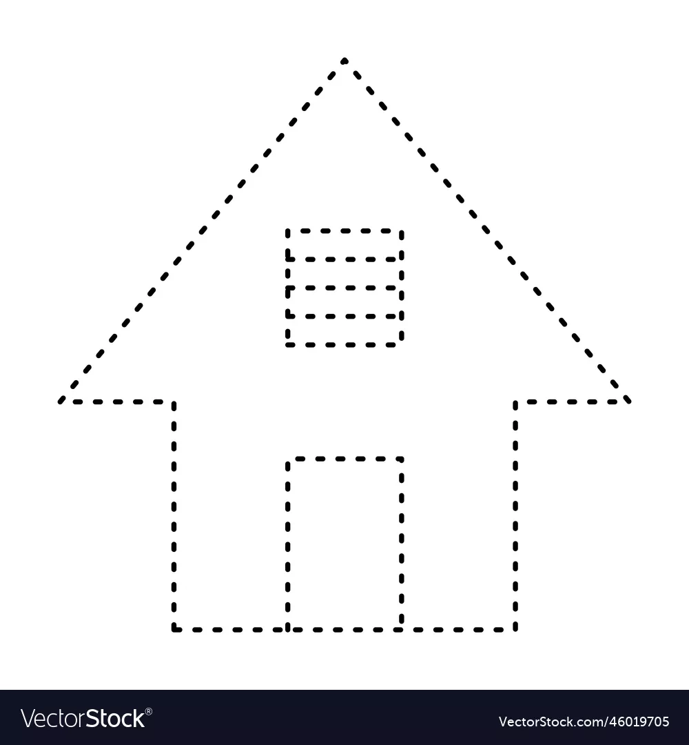 Tracing House Dotted Lines Shape For Preschool Royalty Free 