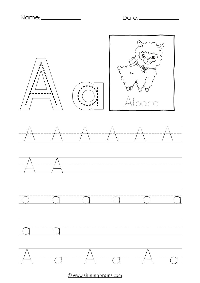 Tracing The Letter A Worksheets
