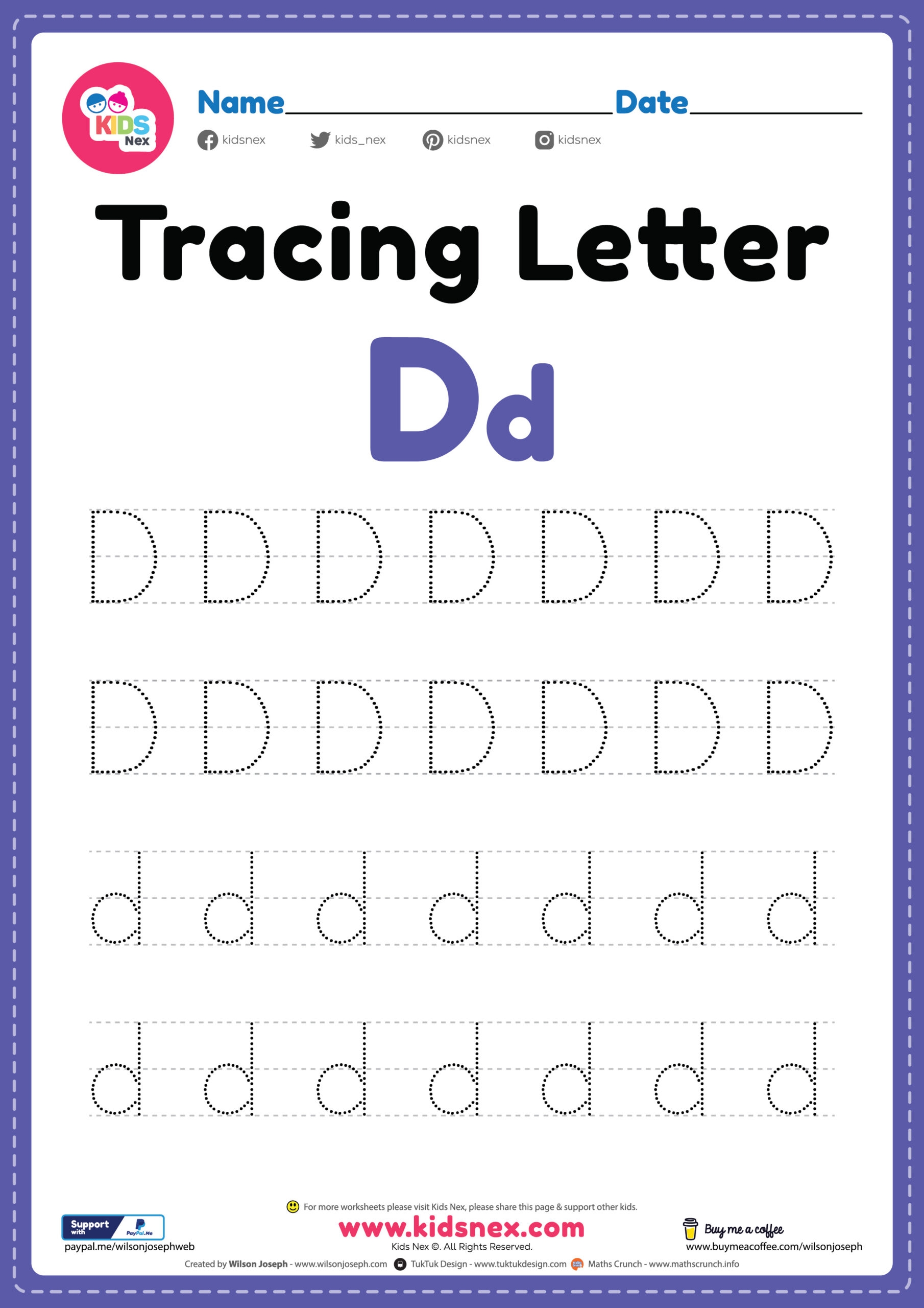 Letter D Tracing Worksheets Pdf