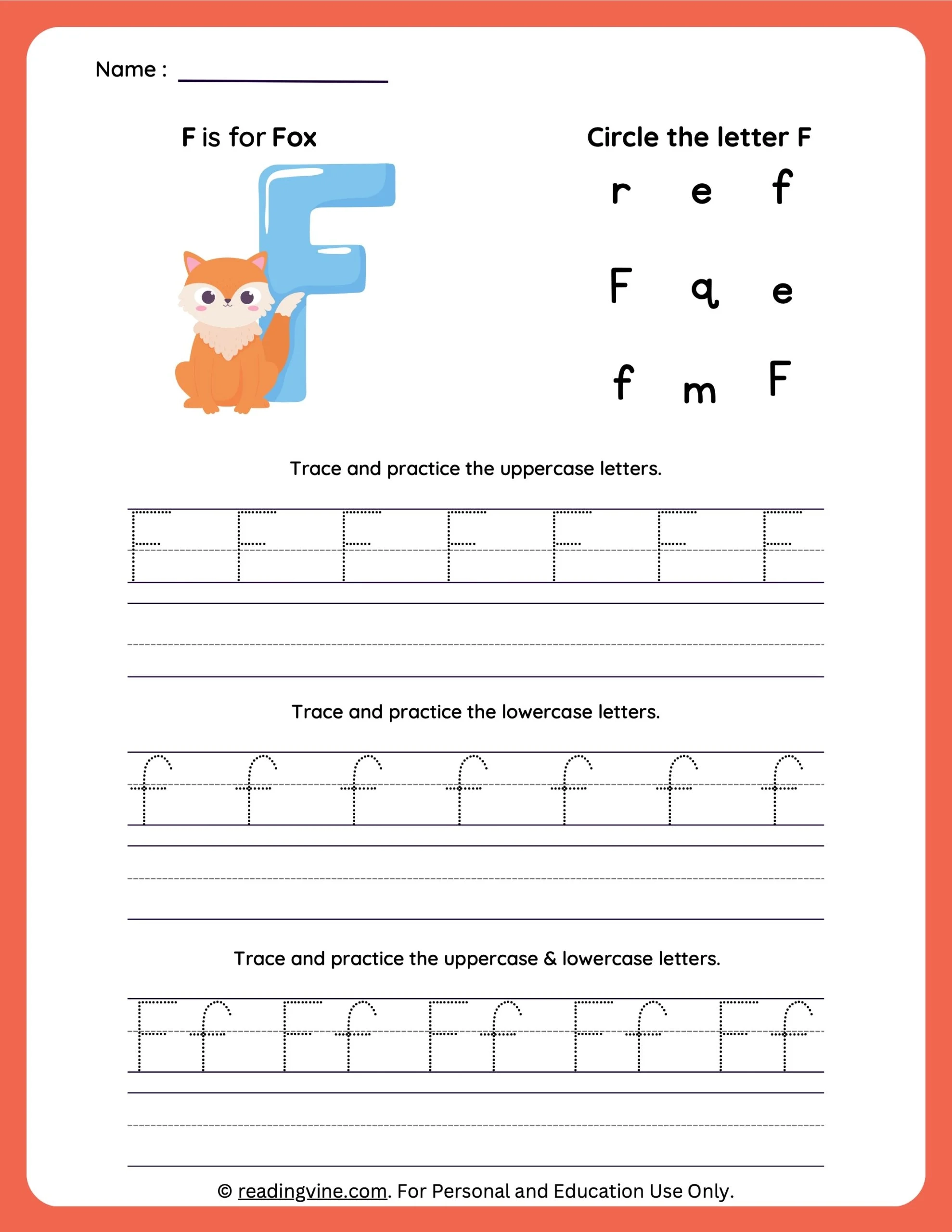 Letter F Tracing Preschool