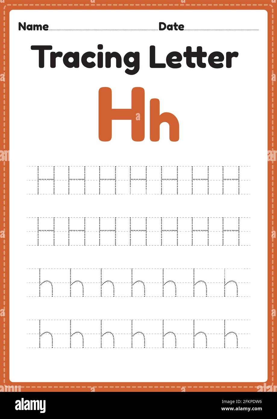 Tracing Letter H Alphabet Worksheet For Kindergarten And Preschool 