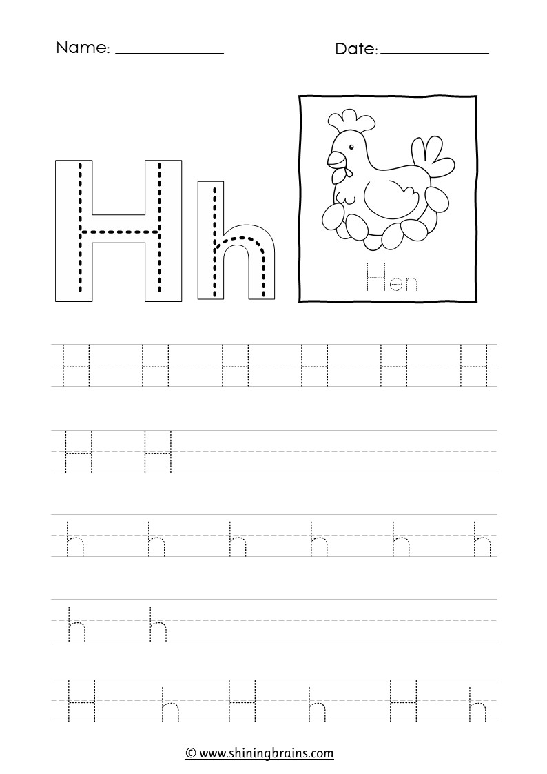 Tracing Letter H H Worksheet Tracing Letter H H Worksheet