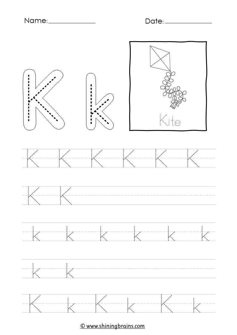 Letter K Worksheets Tracing
