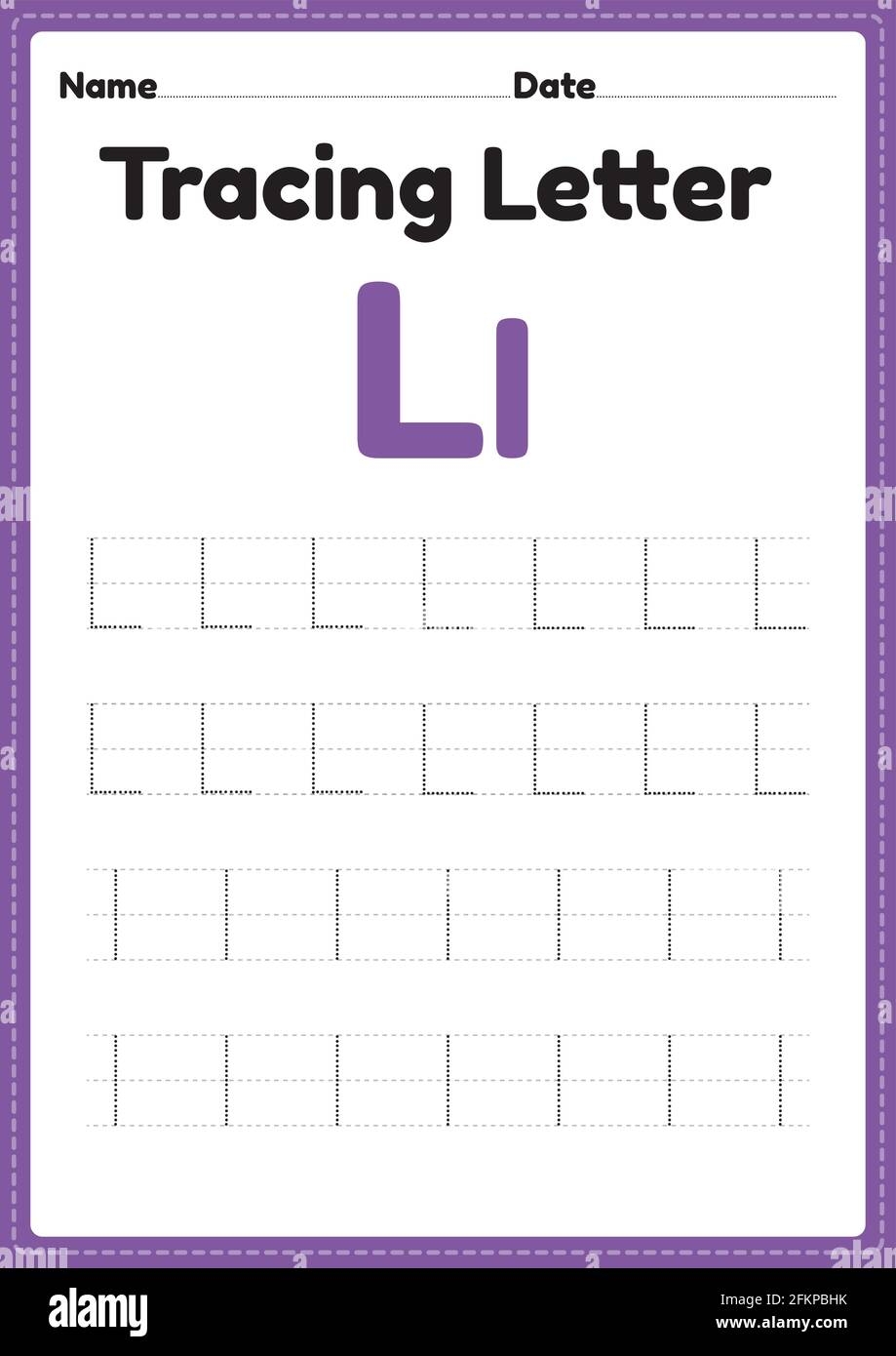 Tracing Letter L Alphabet Worksheet For Kindergarten And Preschool 
