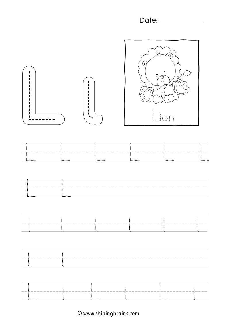 Letter L Tracing Worksheet