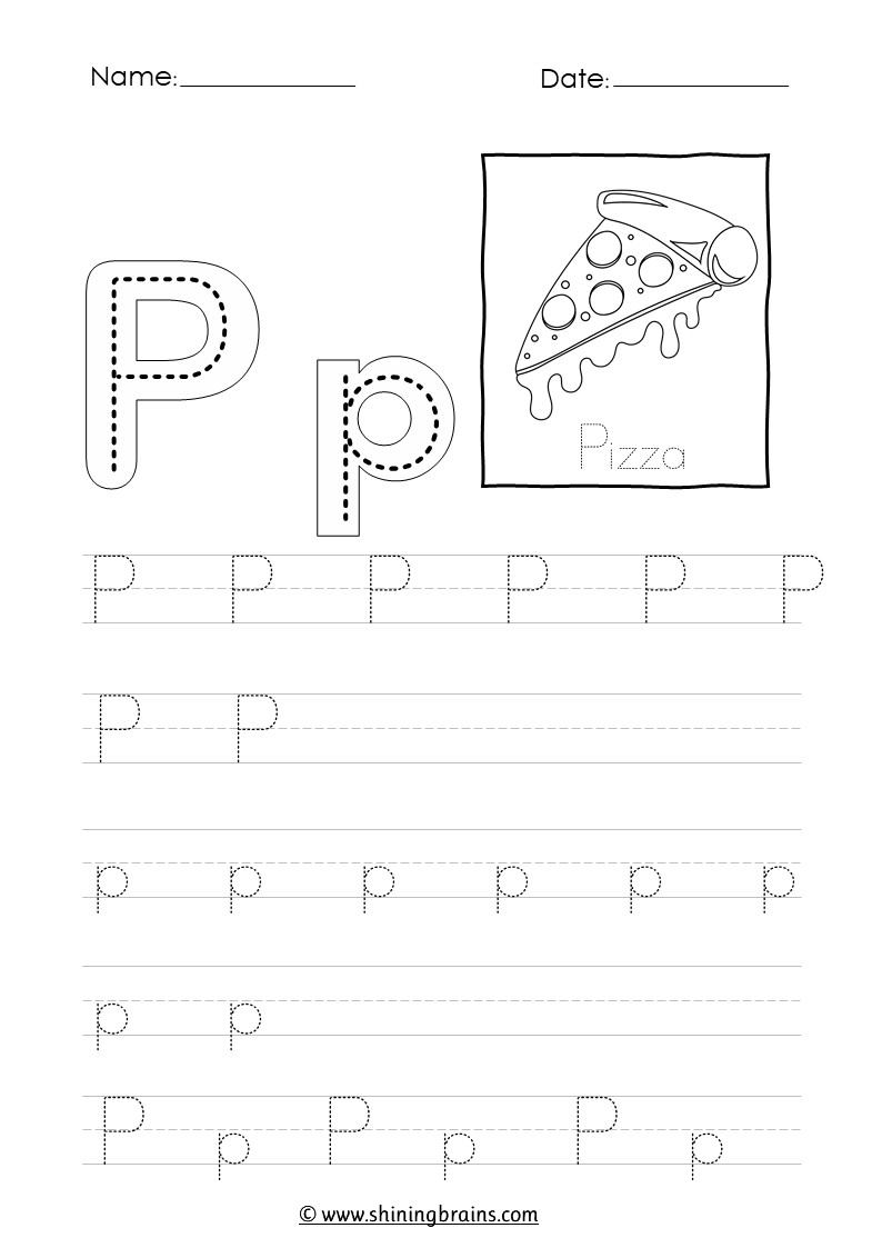 Tracing Letter P Worksheets For Preschool