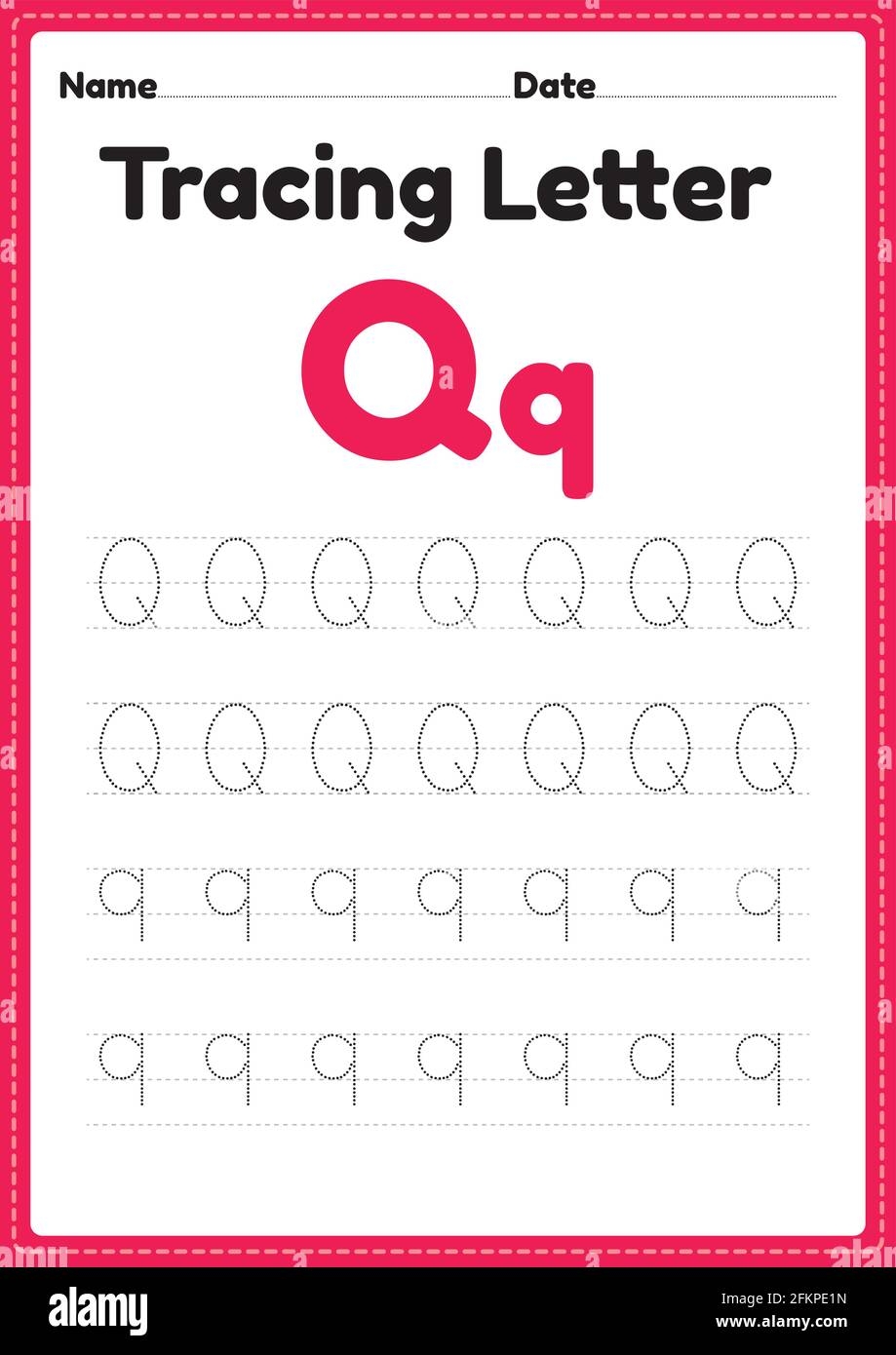 Tracing Letter Q Alphabet Worksheet For Kindergarten And Preschool 