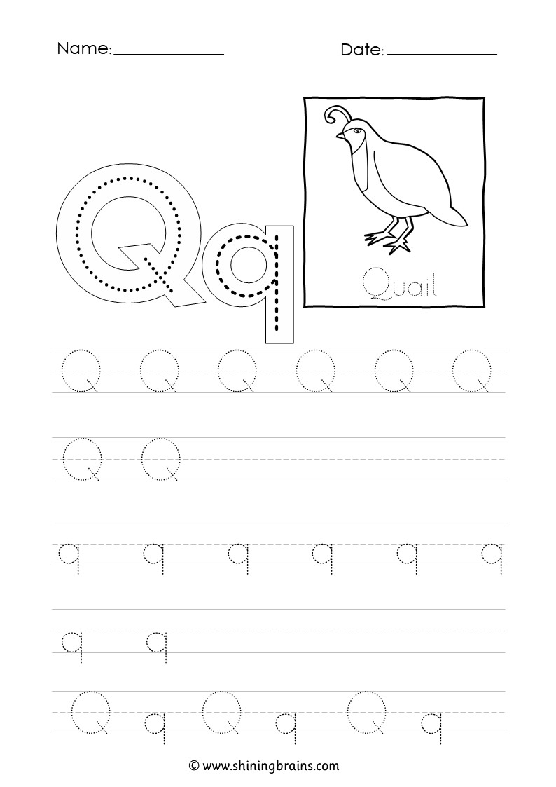 Tracing Letter Q Q Worksheet Tracing Letter Q Q Worksheet